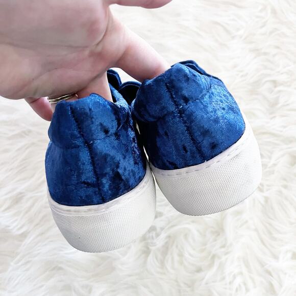 J/SLIDES Acer Blue Velvet Slip-On Platform Sneakers - Picture 5 of 7